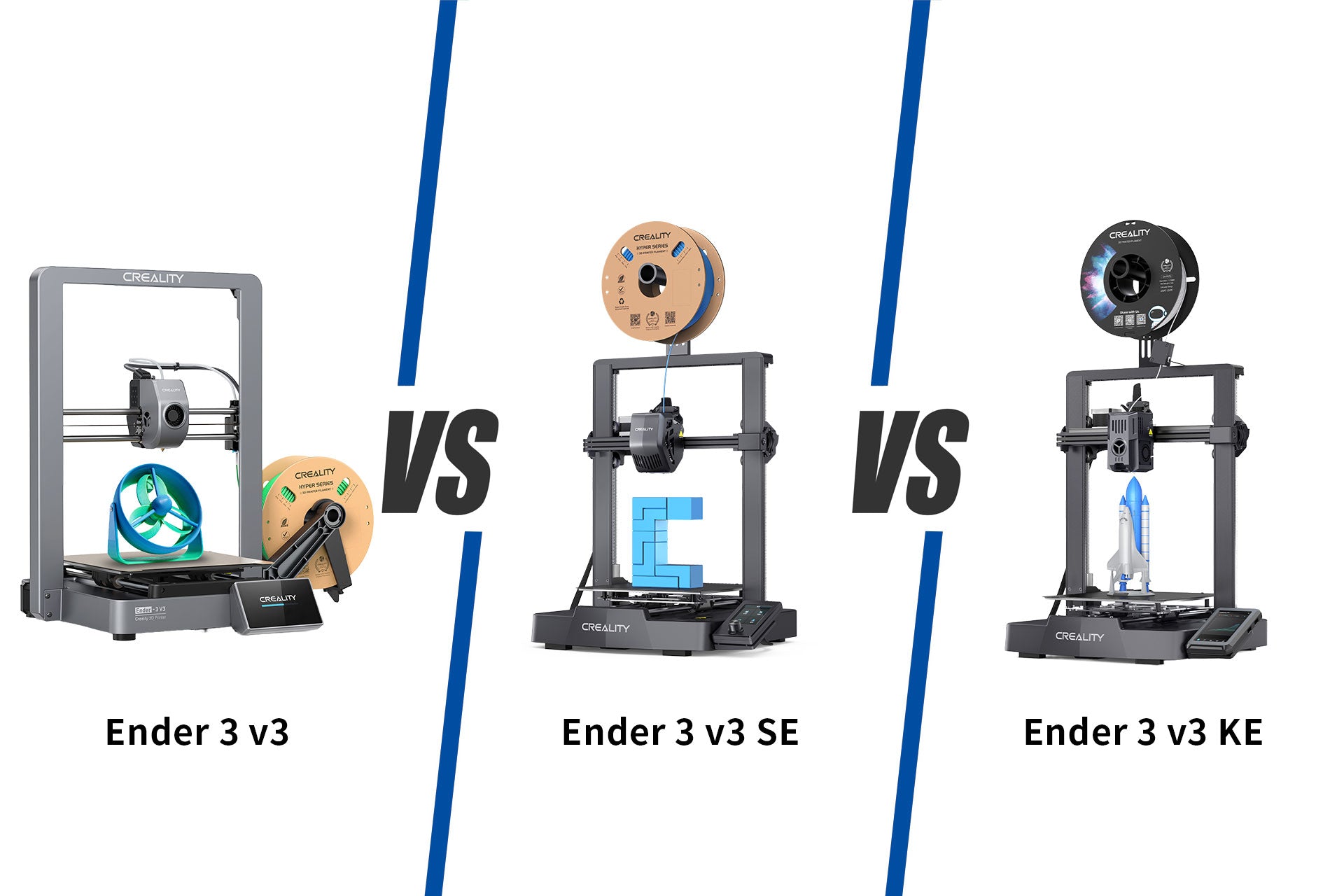 Creality Ender 3 V3 vs. Ender 3 V3 SE vs. Ender 3 V3 KE: Ein detaillierter Vergleich