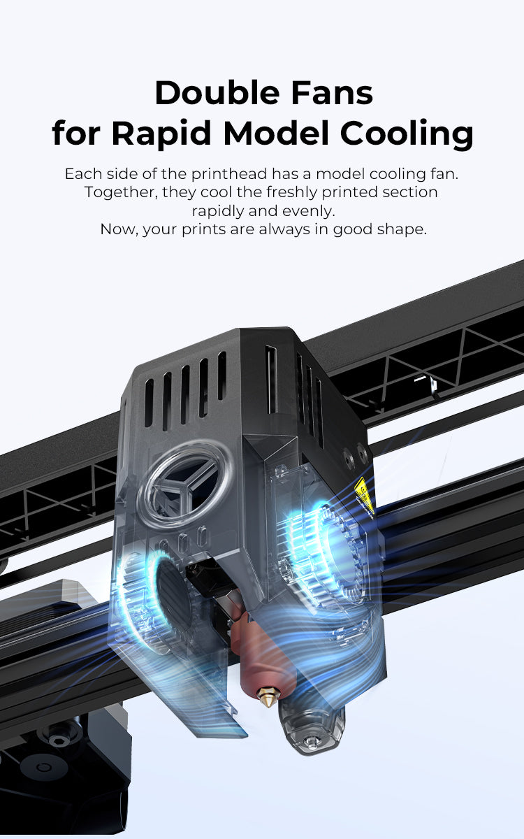 Ender 3 v3 Ke has double fans for rapid model cooling