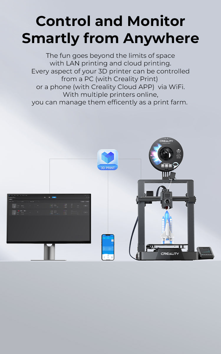 You can control and monitor smartly your ender 3 v3 3d printer from anywhere