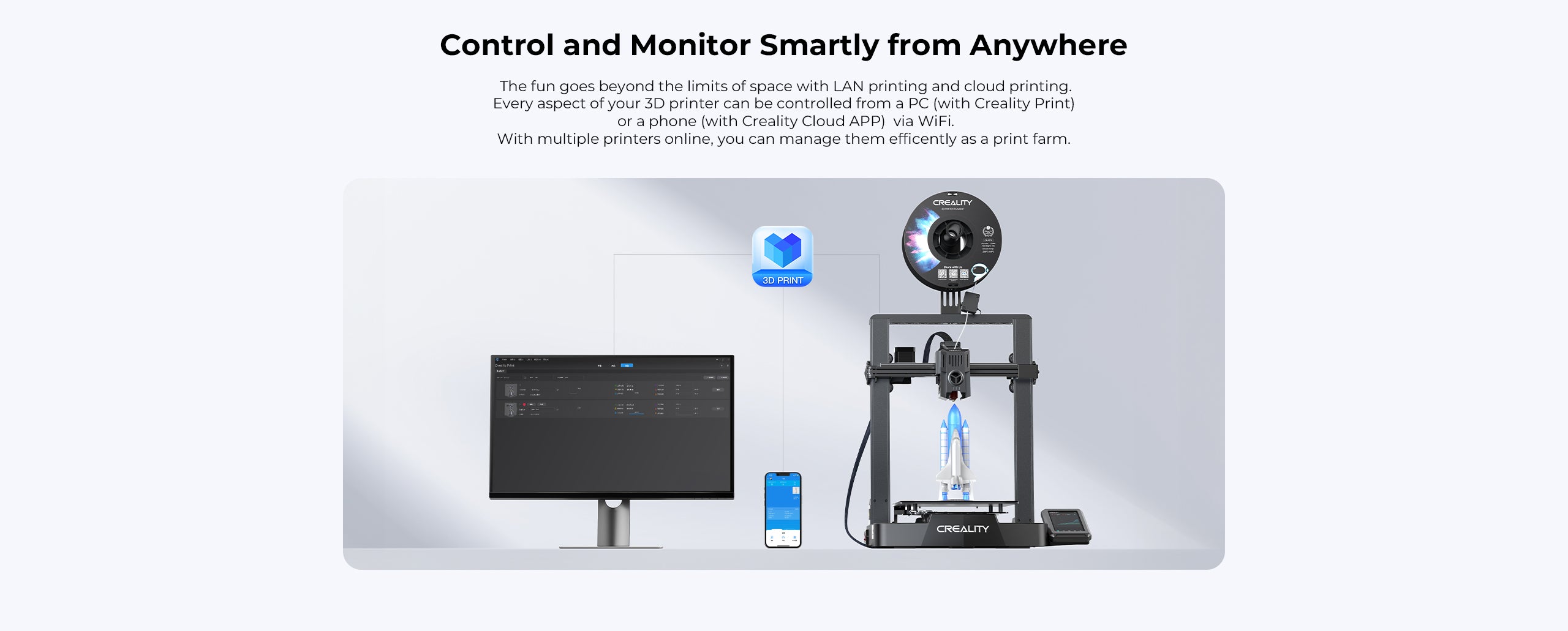 You can control and monitor smartly your ender 3 v3 3d printer from anywhere