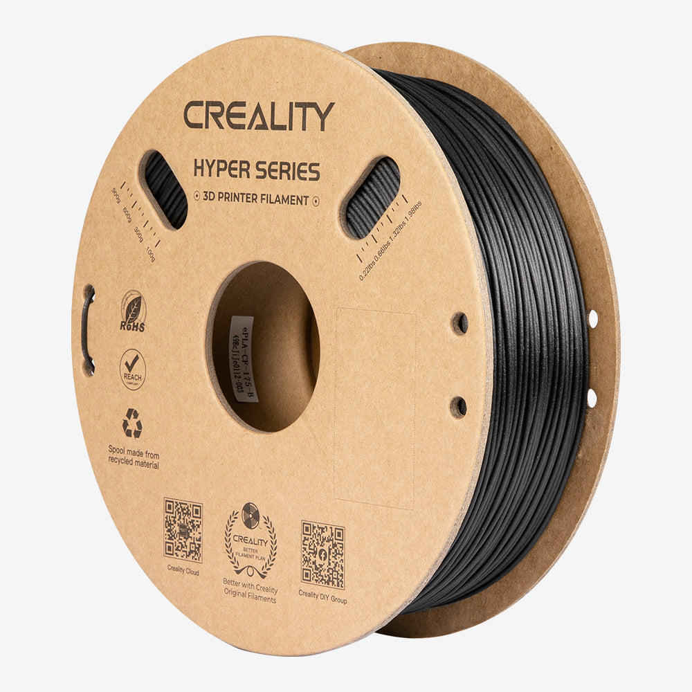 Creality FDM Filament Hyper PLA-CF Black,1KG/2.2Ib 1.75mm Spool,10x Faster Print, Faster Cooling,Higher Toughness, Accuracy ±0.03mm,